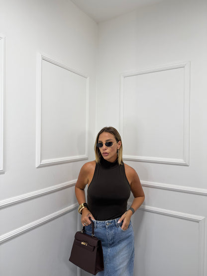 Body collo alto scollo americano Kendall cioccolato 52093