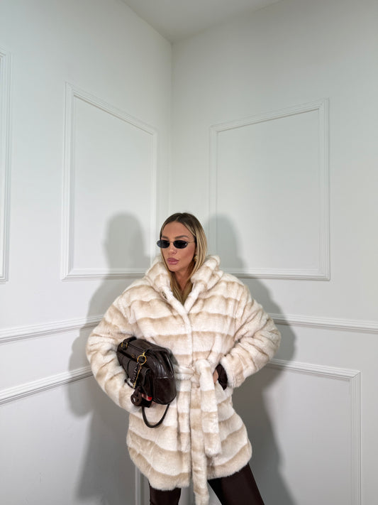 Ecofur Midi con cintura Norvegian panna 5509