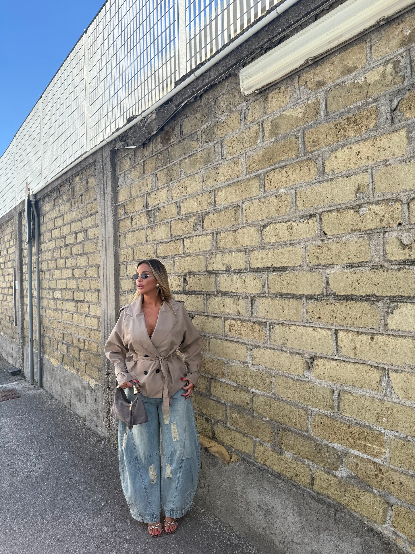 Trench con fusciacca Daisy Camel m13348