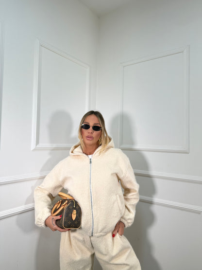 Coordinato tuta lana cotta Bear panna 50815