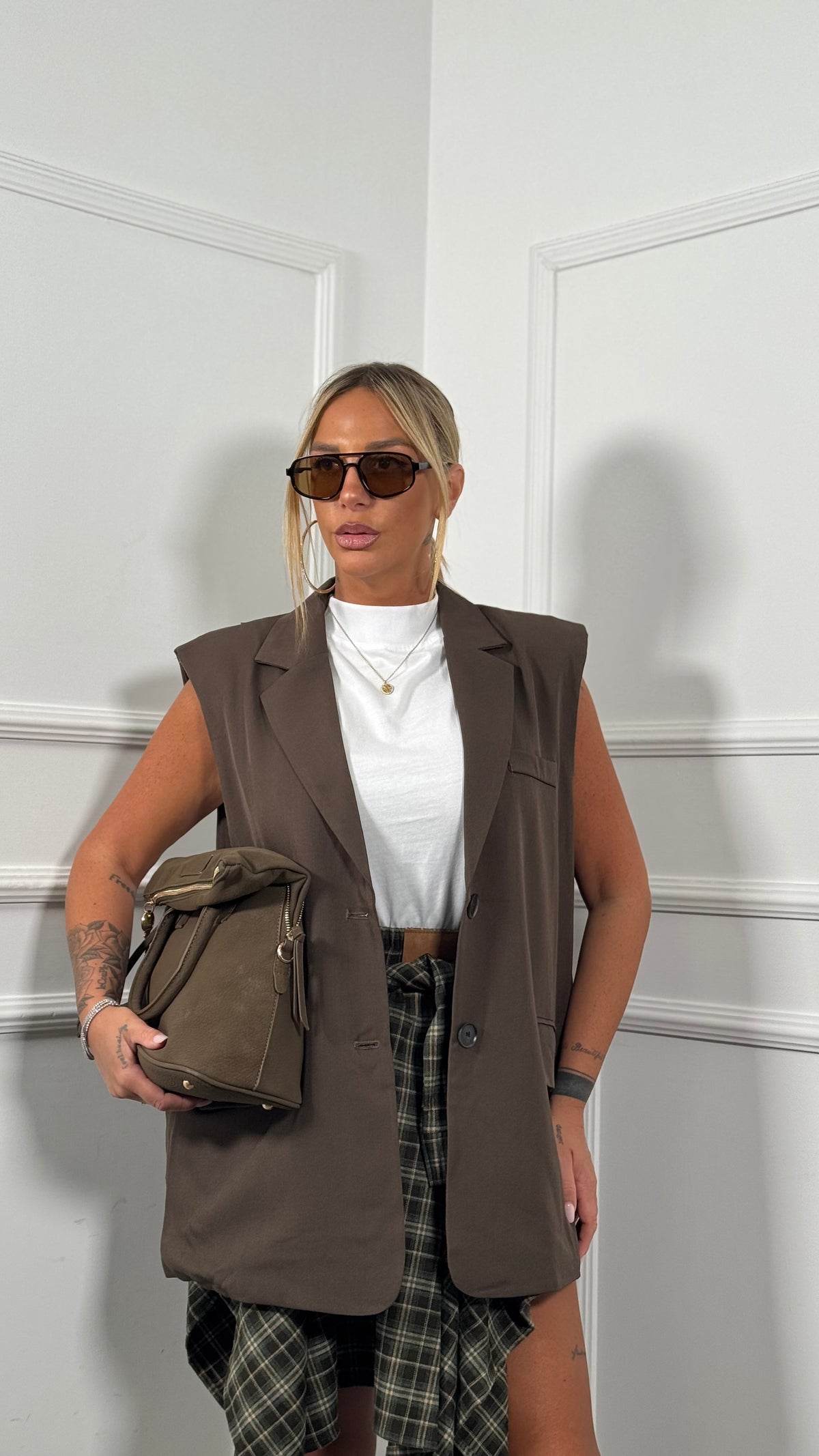 Gilet oversize Reverse cacao 2809