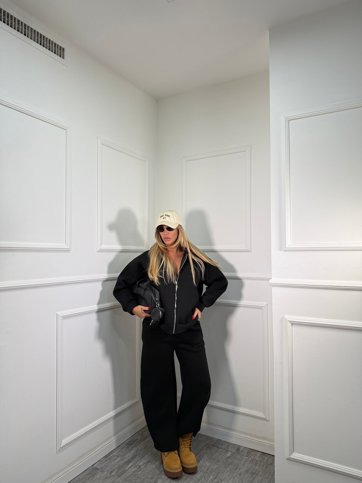 Coordinato tuta in pile Walking nero 22656