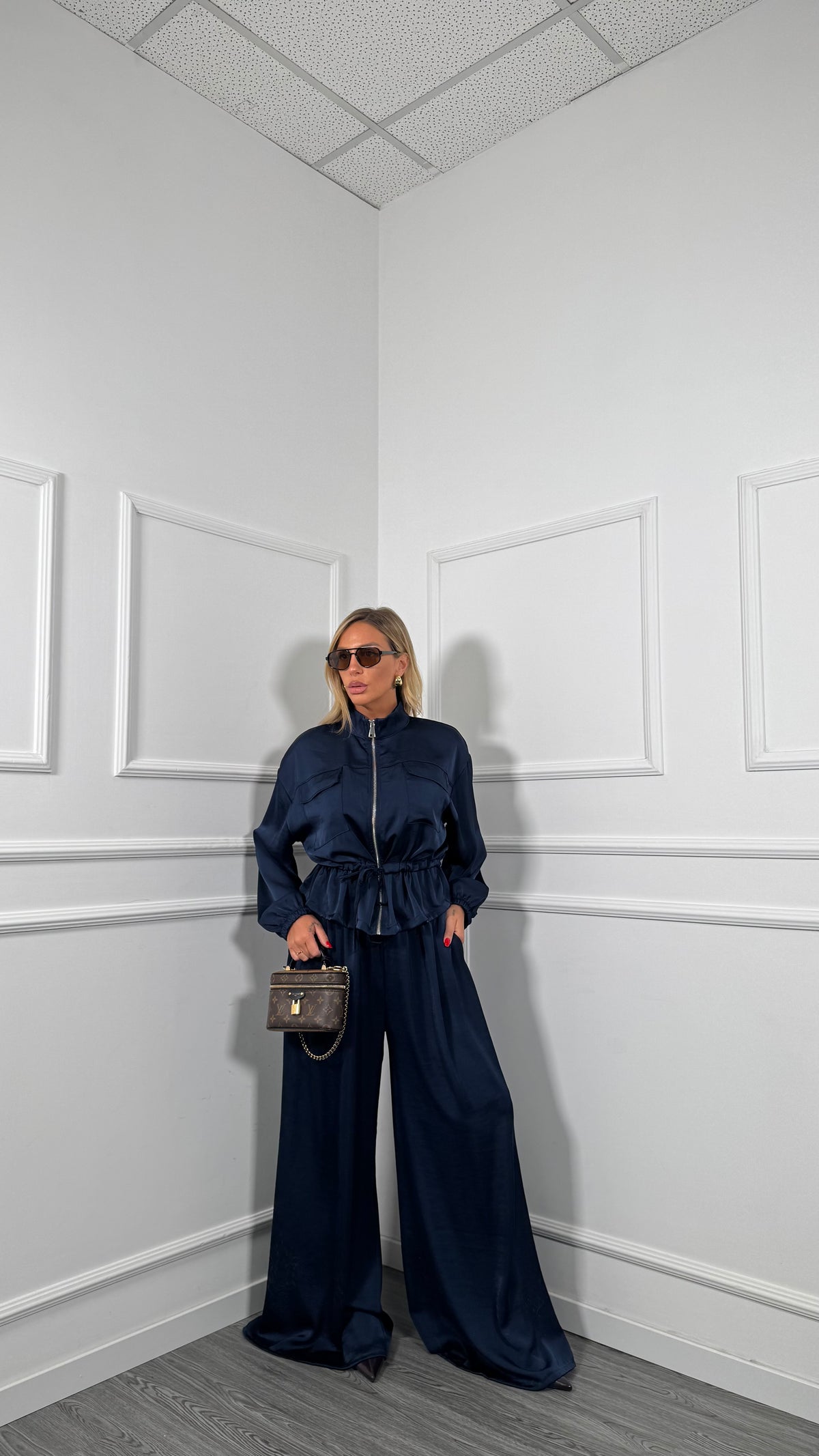 Coordinato in satin Curvy Sportychic blu hp9206-1d