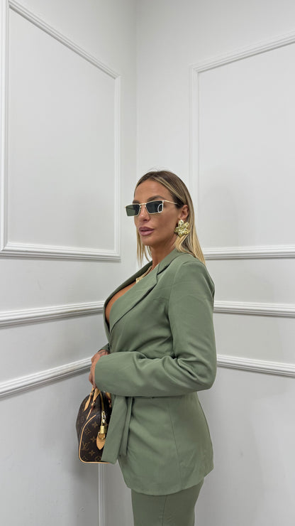 Tailleur con fusciacca Venice verde militare 8576