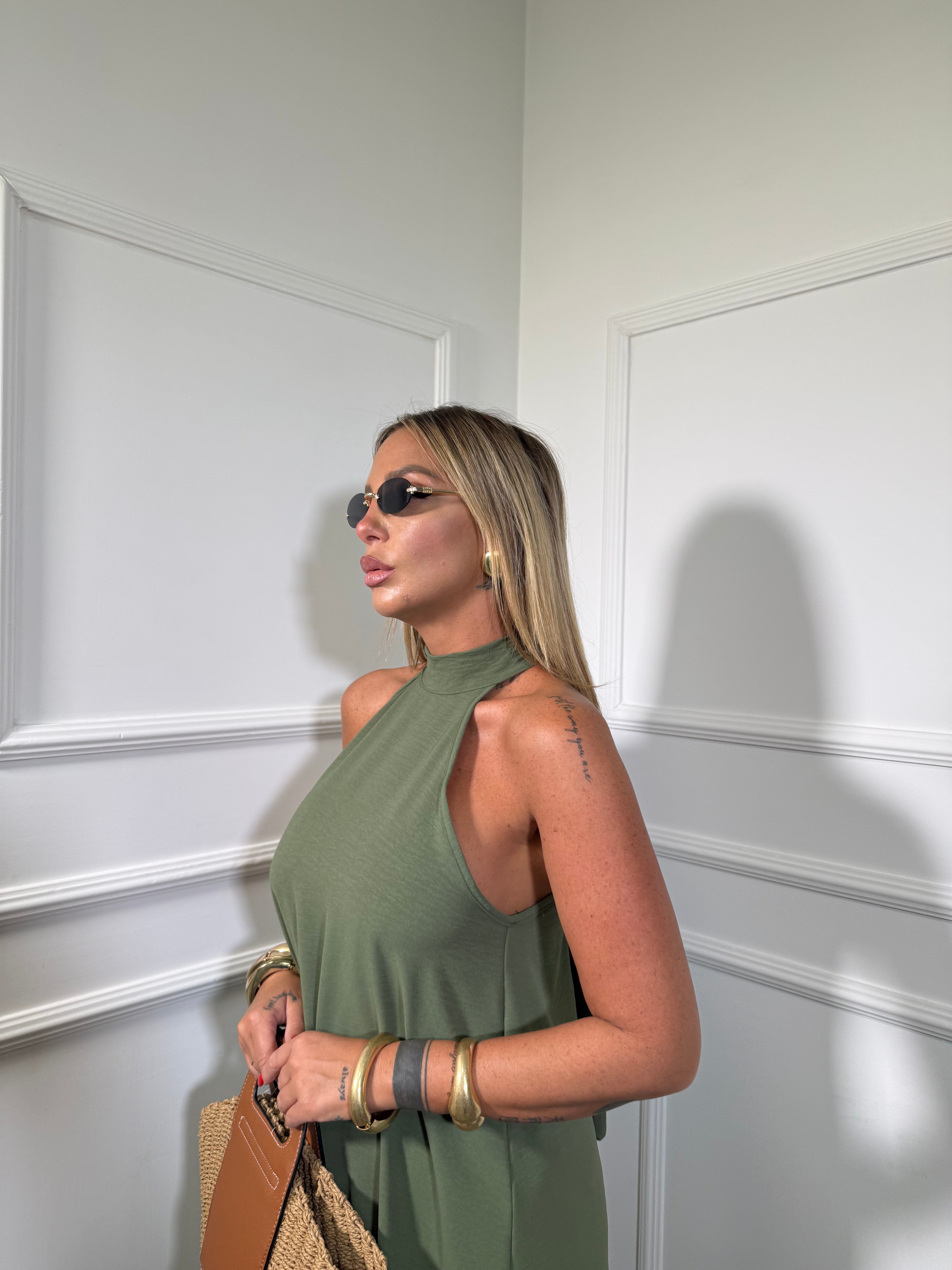 Abito midi scollo americano Selene (vari colori) 6125