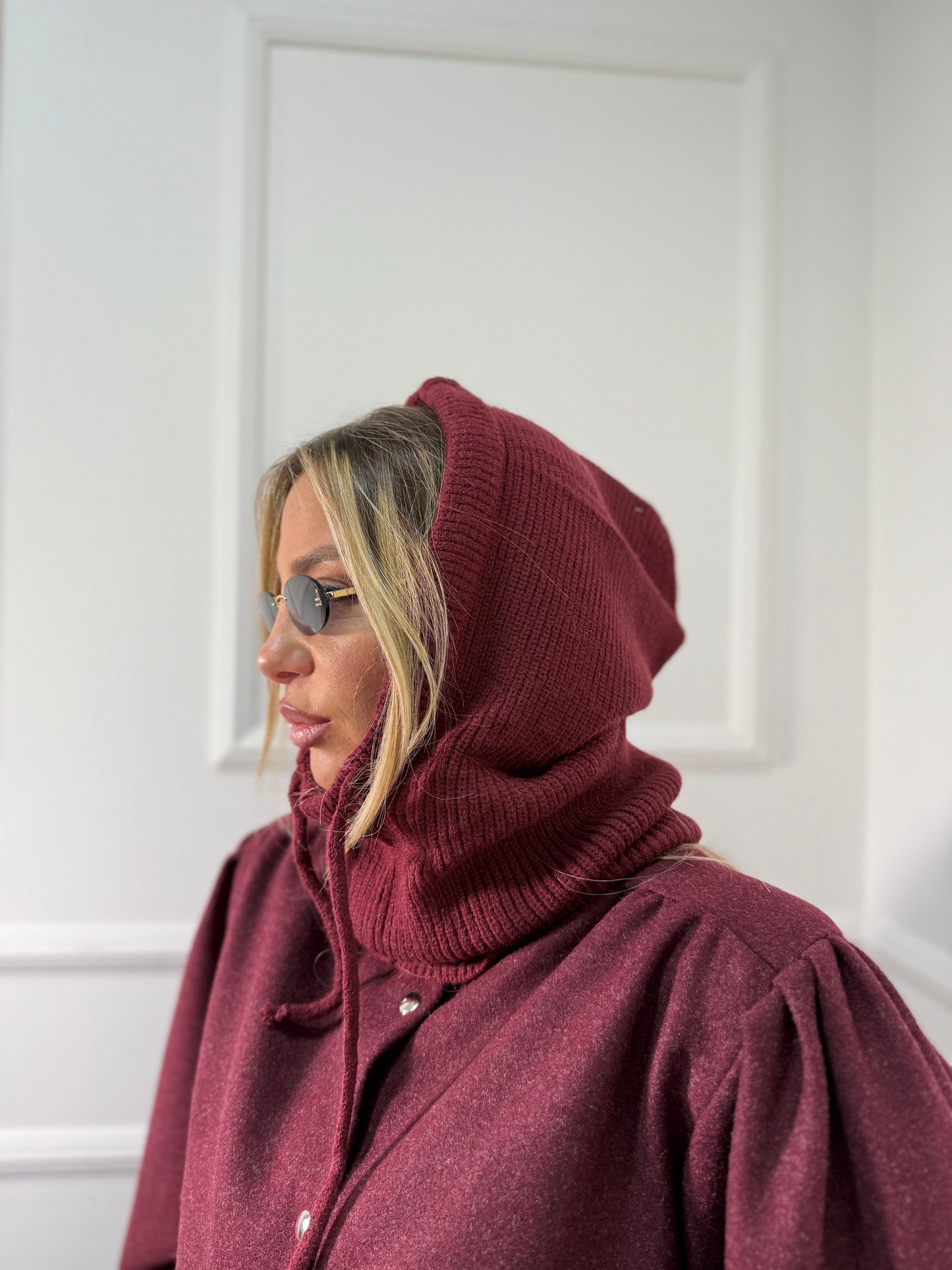 Balaclava in lana bordeaux