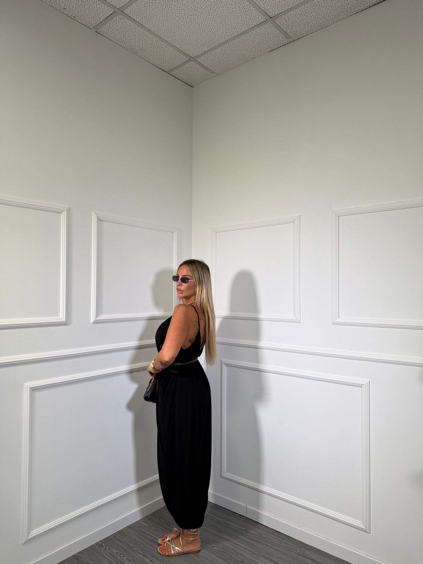 Jumpsuit a sacco in viscosa Belinda nera 5661