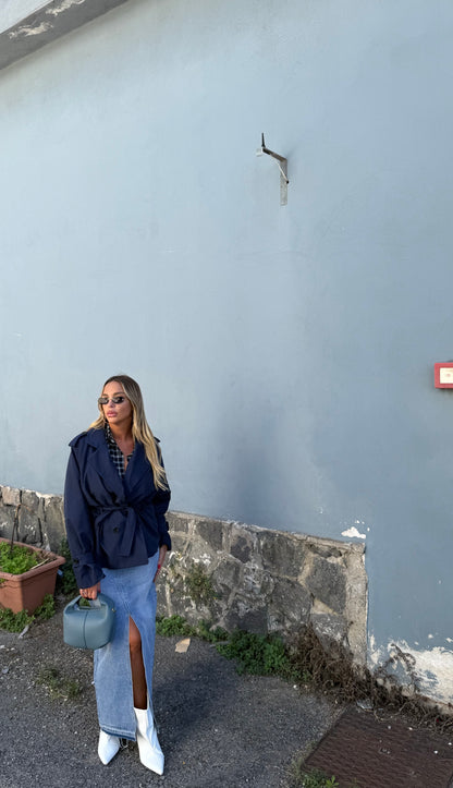 Trench con fusciacca Daisy blu m13348