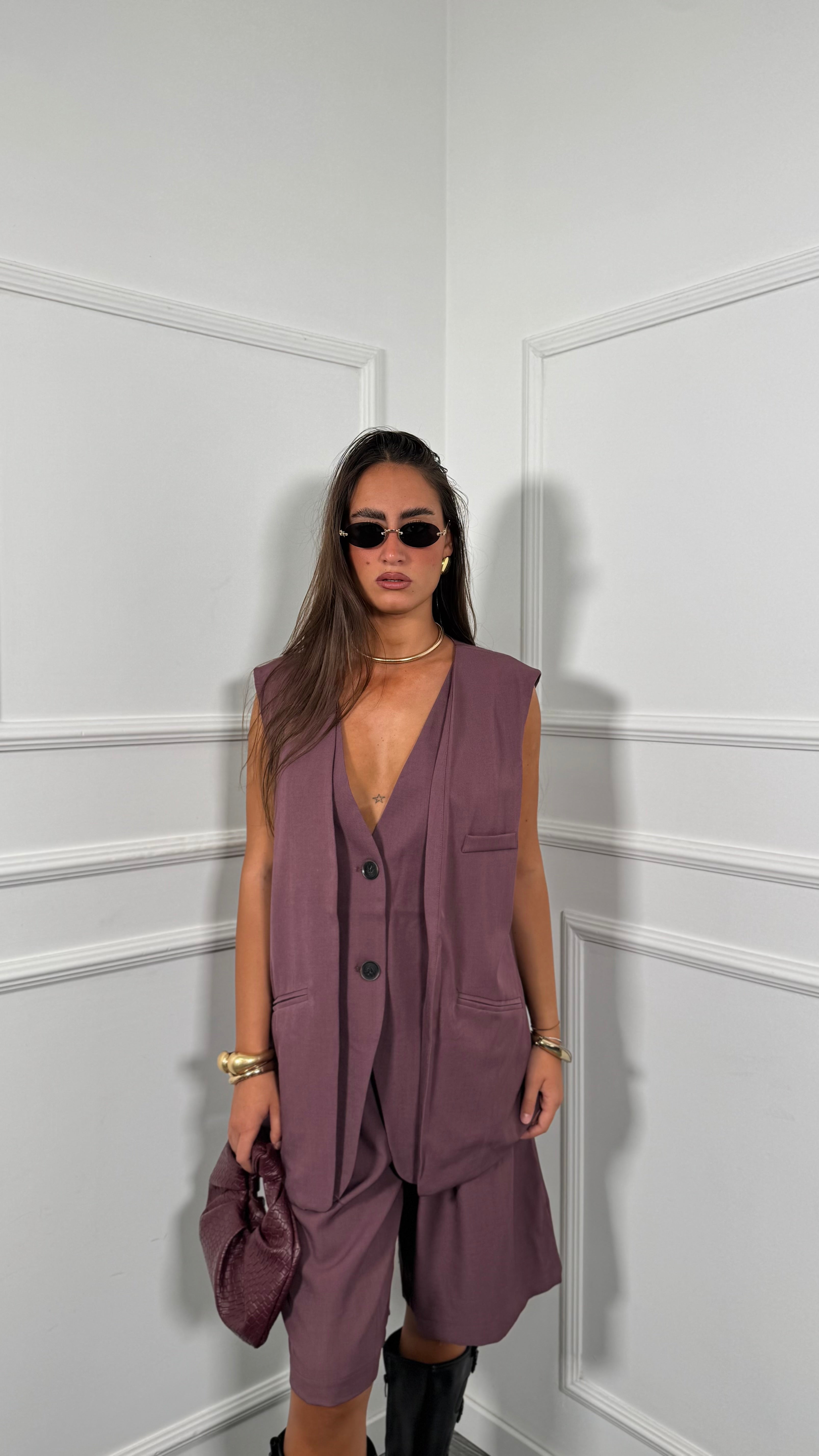 Tailleur con bermuda Sandy malva 2808