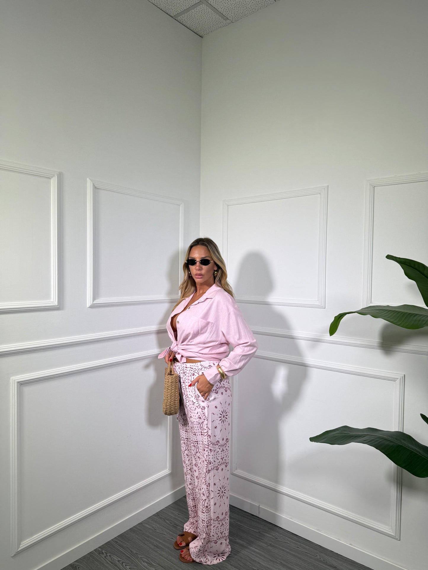 Pantaloni palazzo bandana Scorpyos rosa