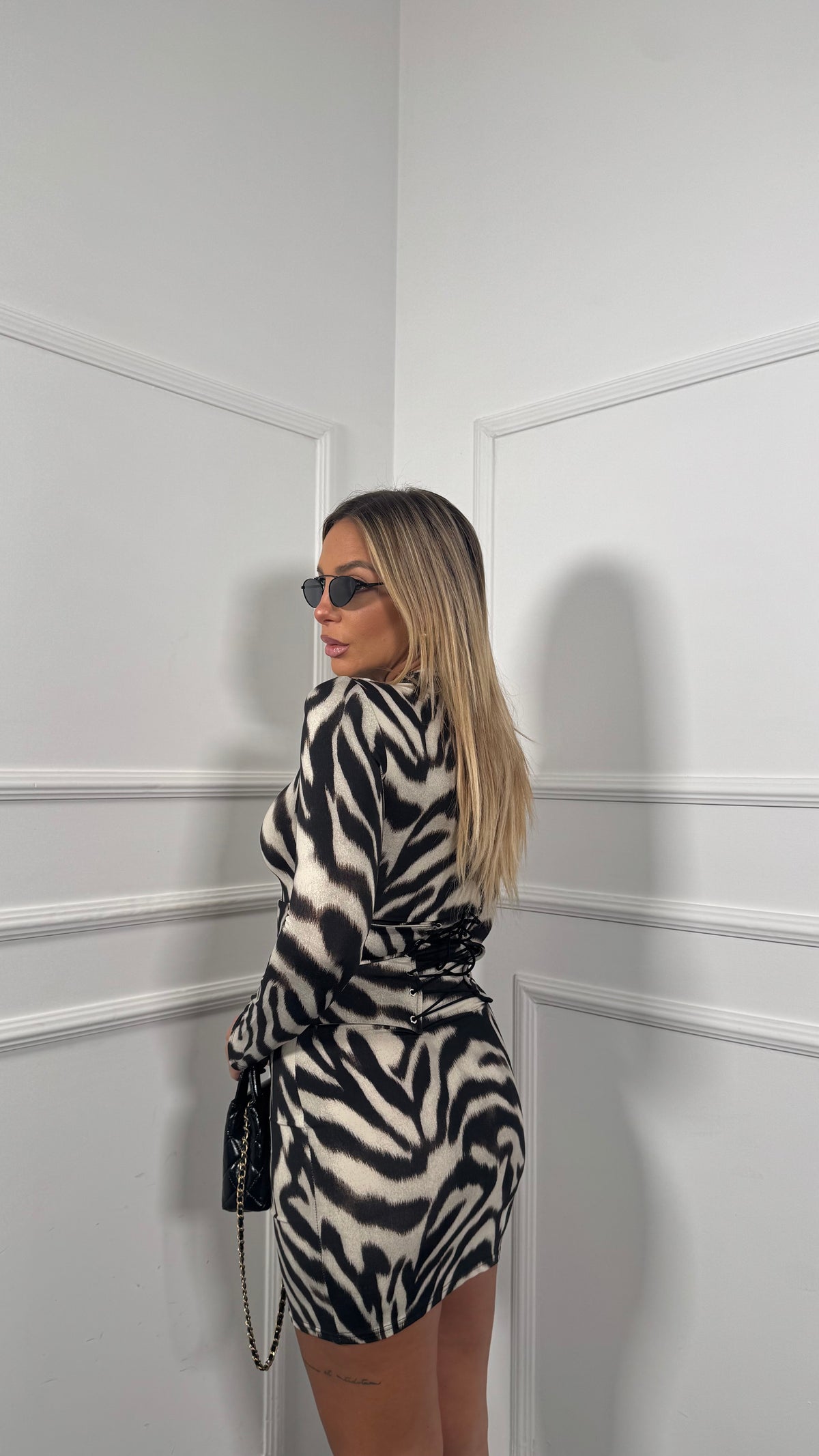 Abito in lycra con bustino Minerva zebrato 26718