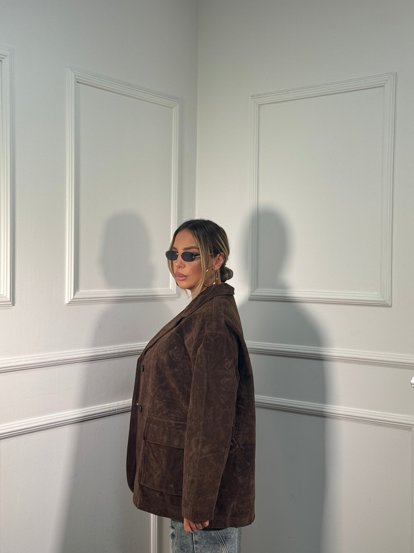 Giacca oversize eco renna marrone gsp71151