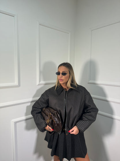 Bomber in panno a quadretti Bond Street grigio antracite 6811