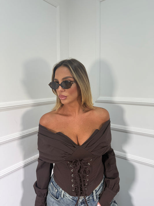 Bustier stringato Venere cioccolato tr8882