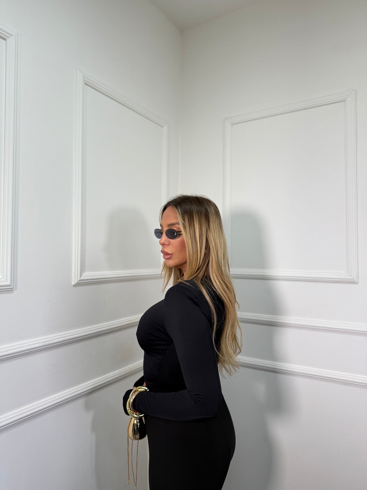 Body scollo a goccia nero 13627