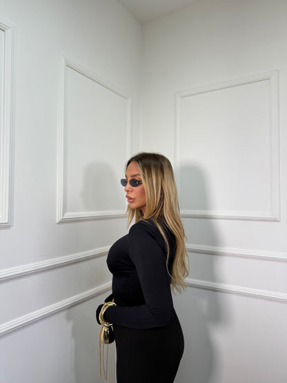 Body scollo a goccia nero 13627