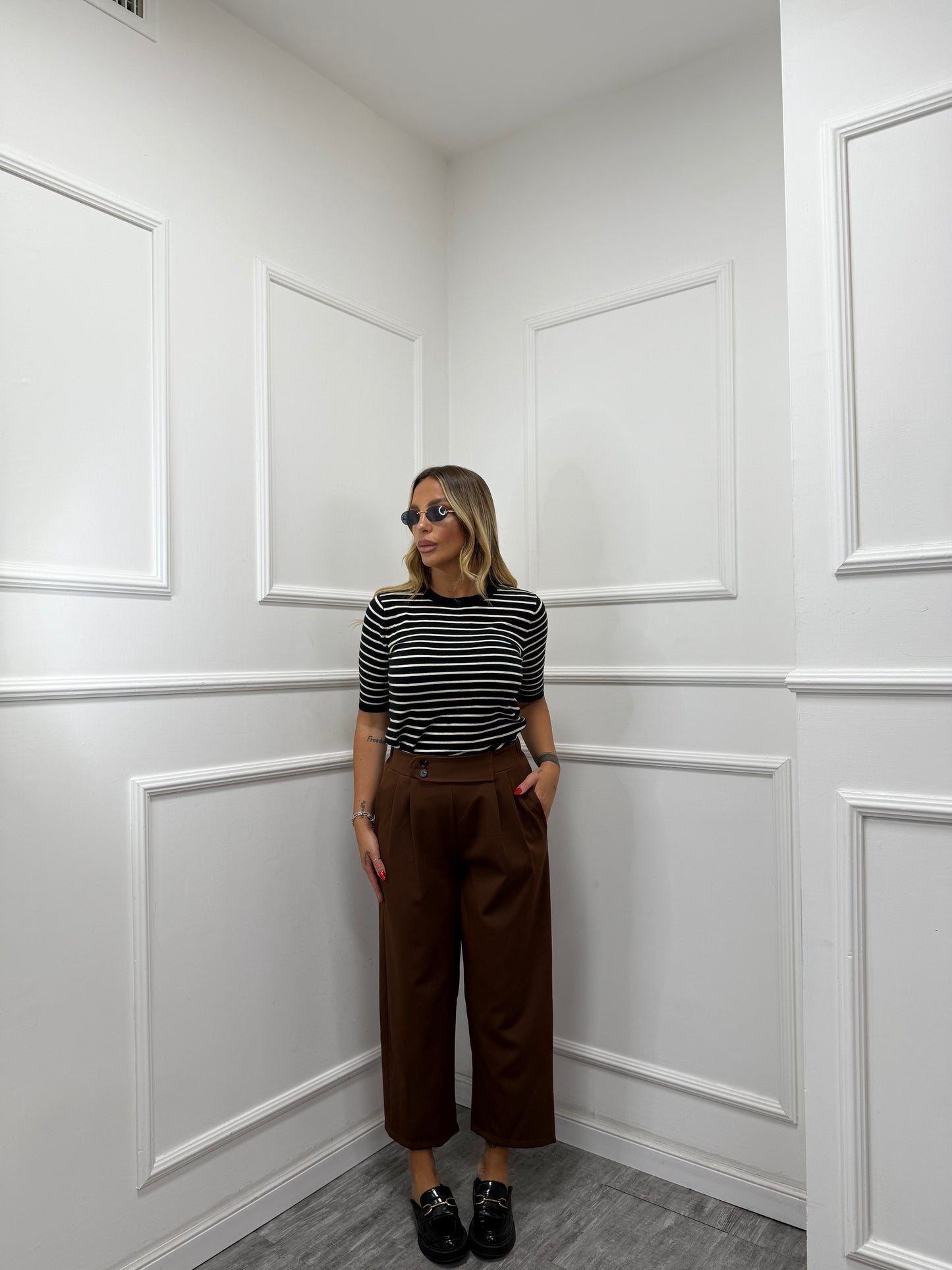 Pantaloni della Vita 7/8 marrone 2255