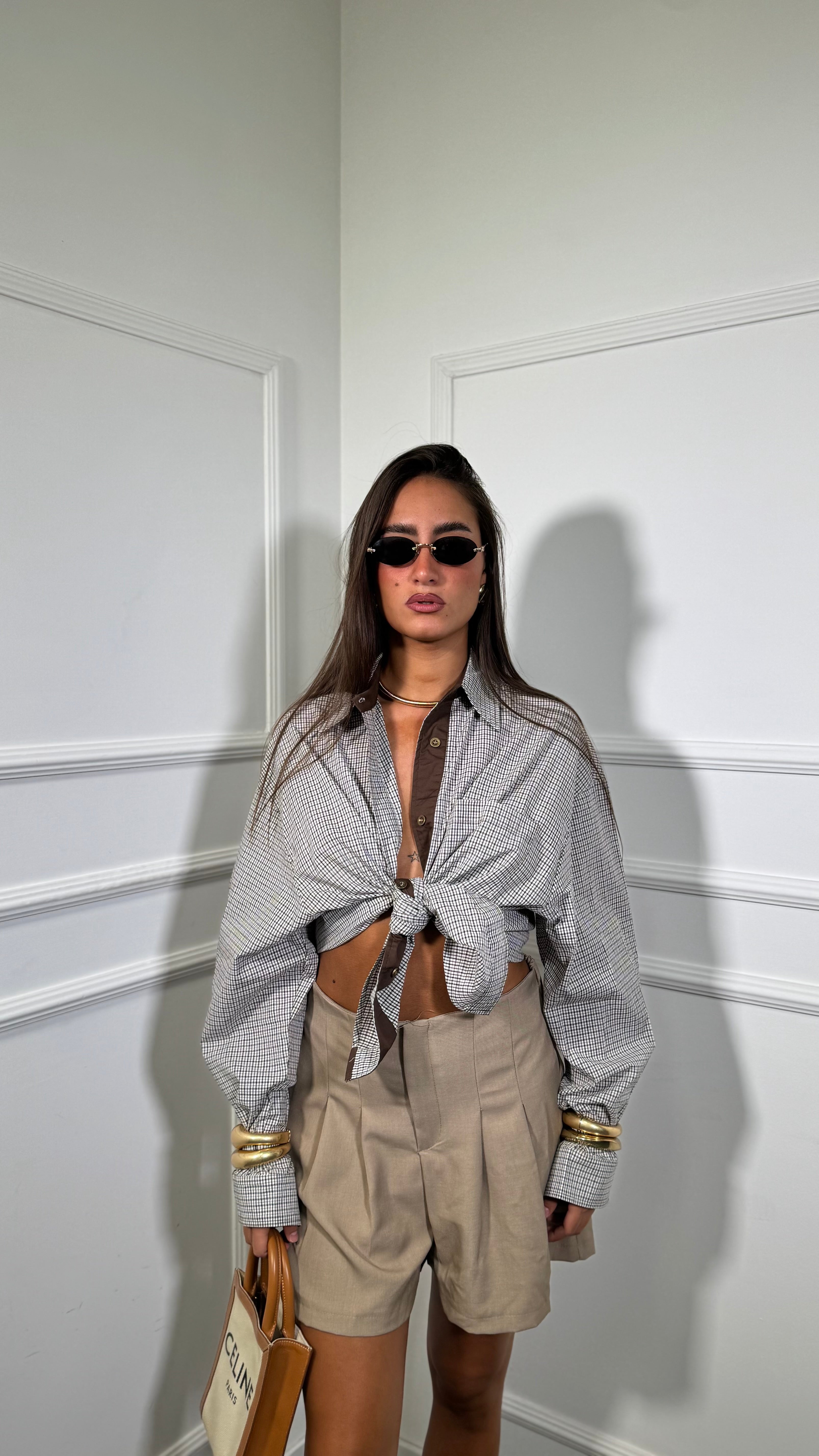 Pantaloncino con pinces Taupe 66821