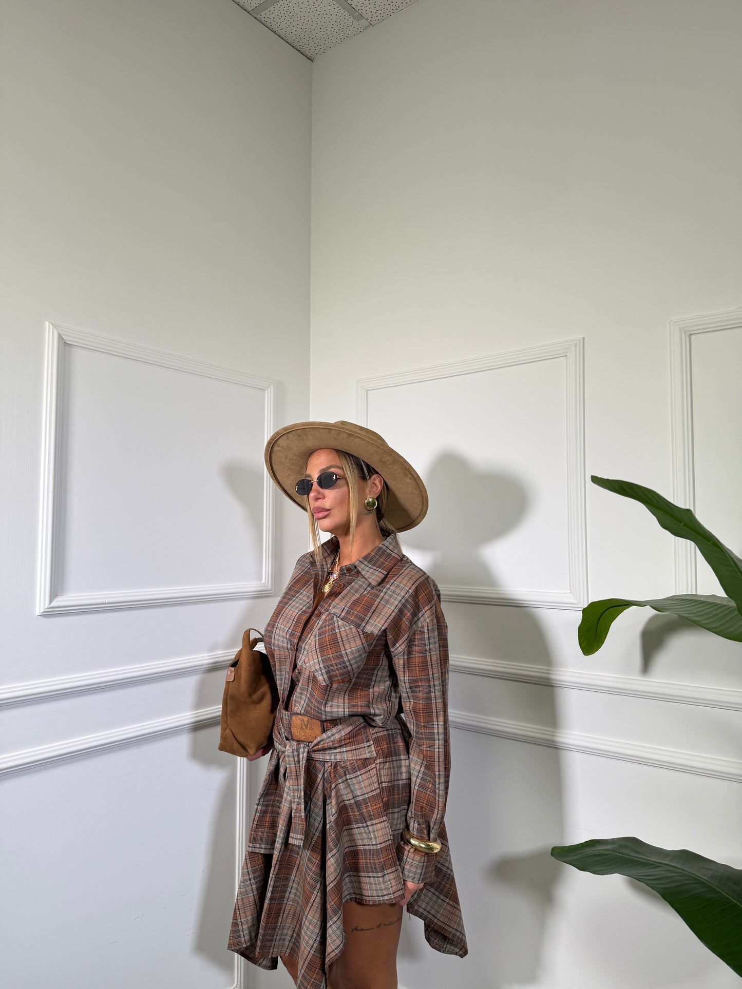 Coordinato a quadri Island marrone mf2777