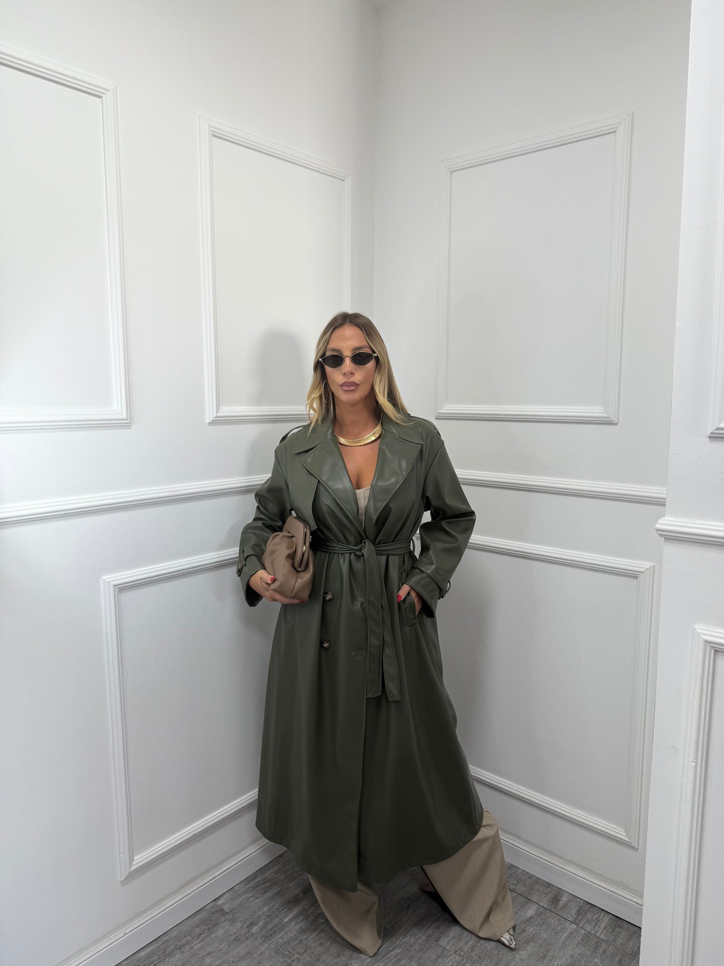 Trench ecopelle Raining verde militare 88696