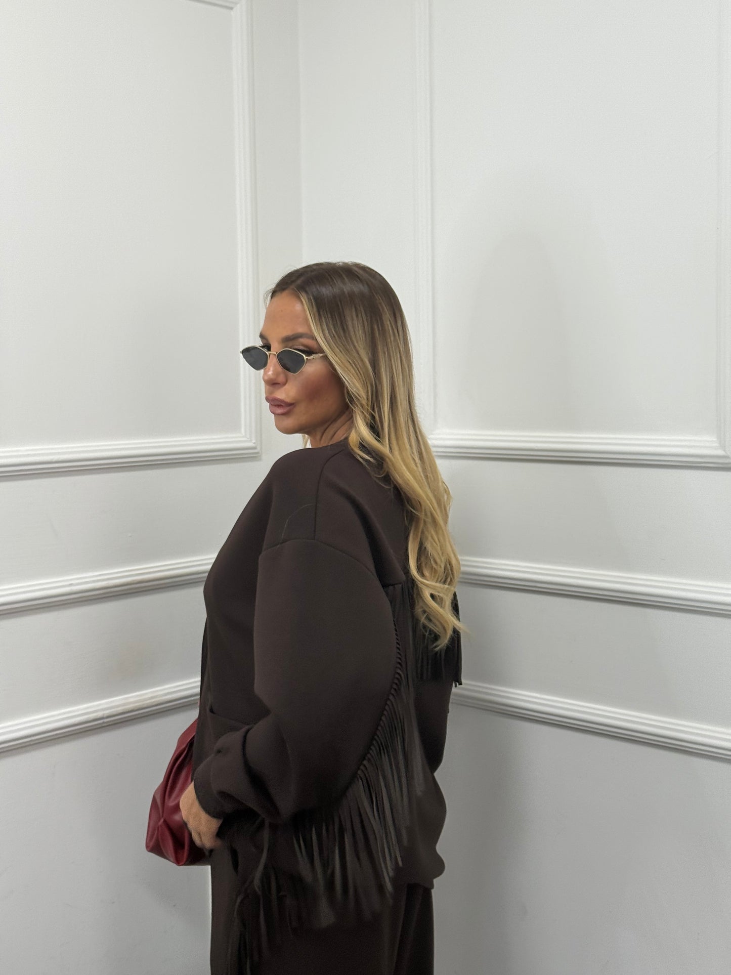 Coordinato frange Jacqueline cioccolato by lumina ld3424