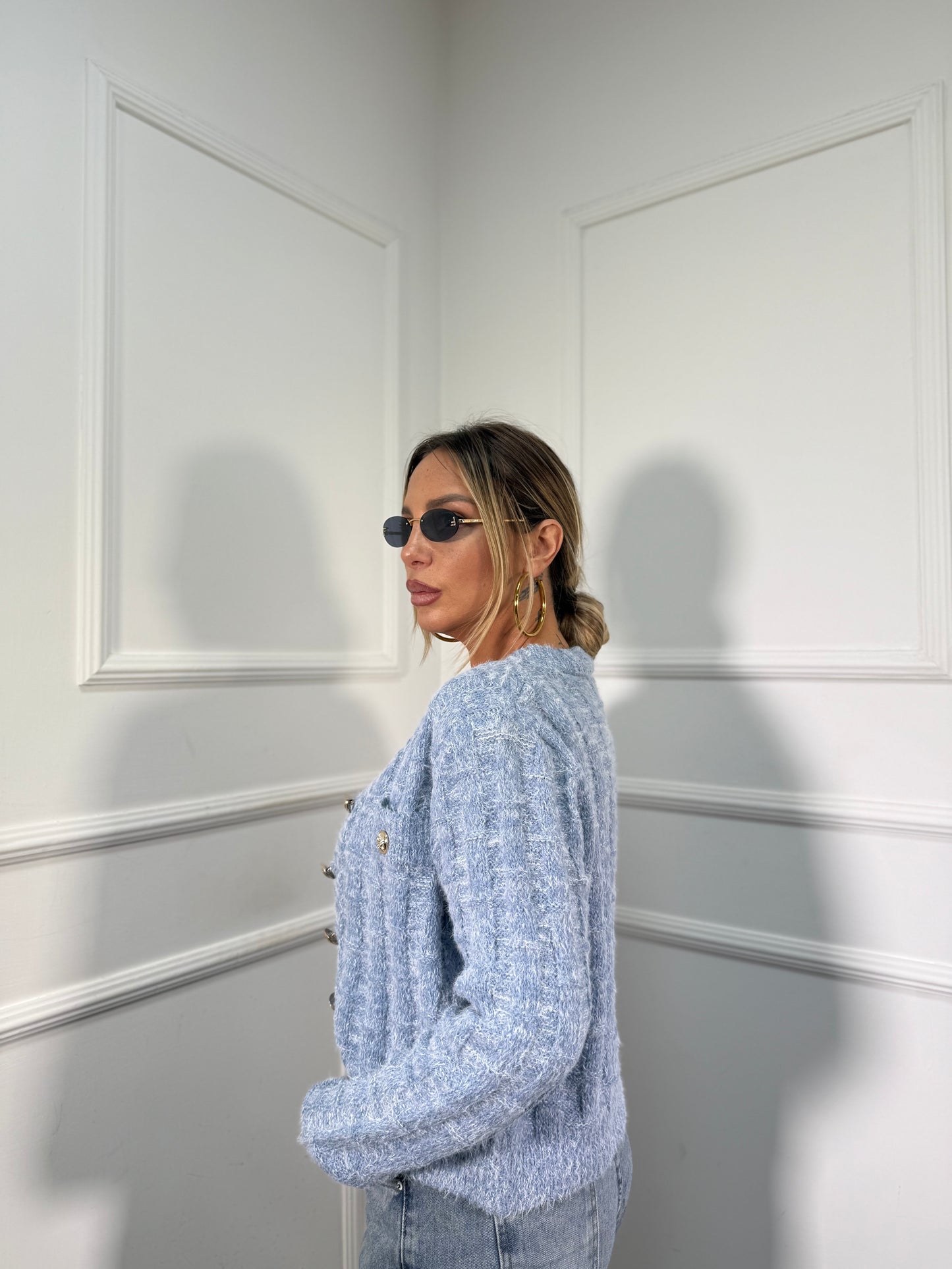 Twin-set in misto lana Lily azzurro wz134