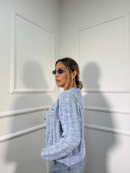 Twin-set in misto lana Lily azzurro wz134