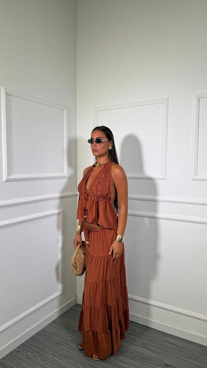 Coordinato in viscosa Leandra mattone