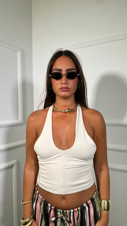 Top in lycra scollo a V Amina nude 7861