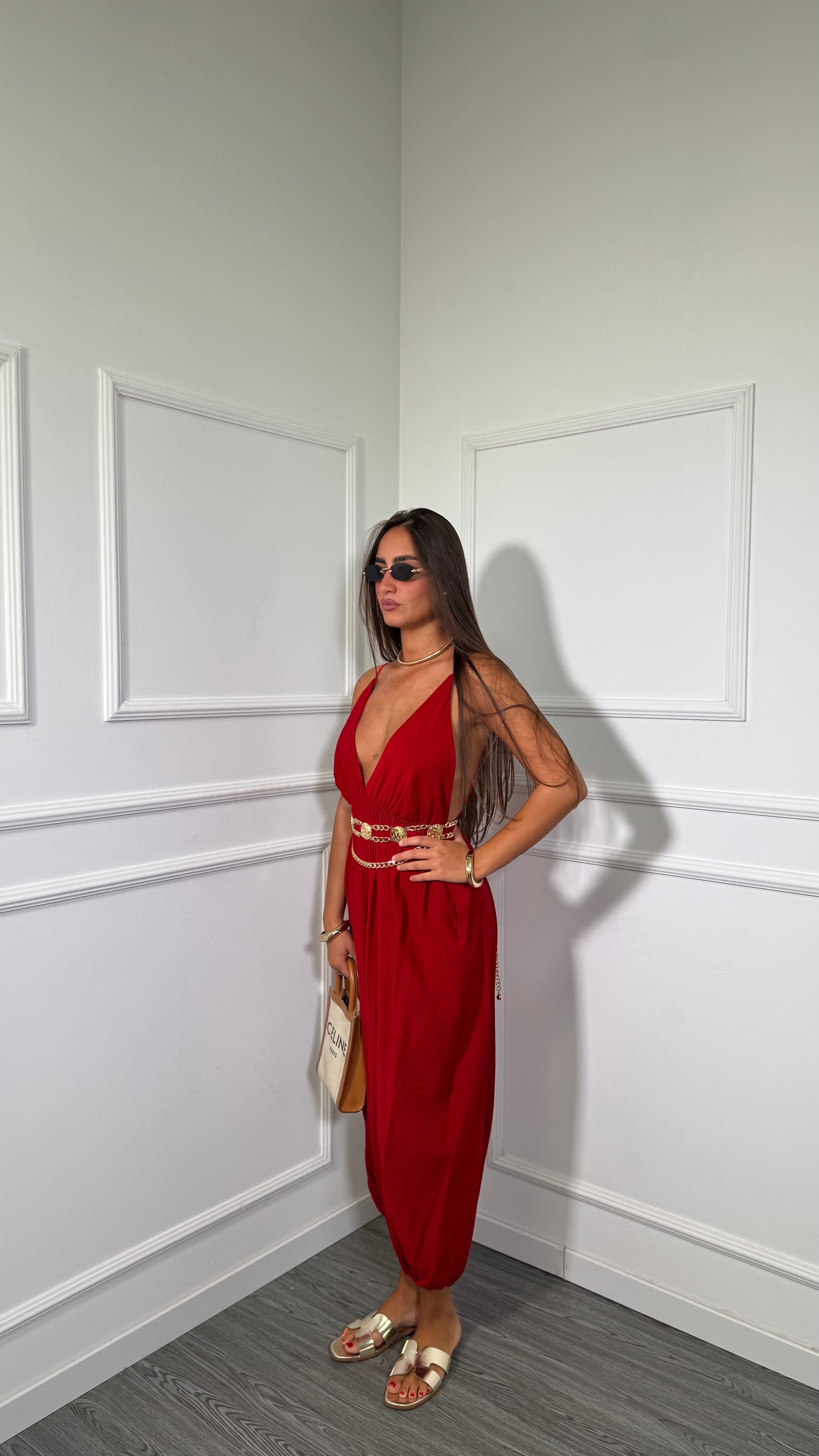 Jumpsuit balloon in viscosa Mirena rosso  nf9295