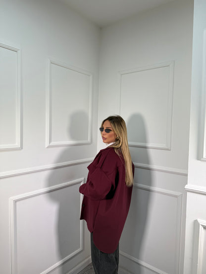 Giacca oversize in panno Brownies bordeaux 13388