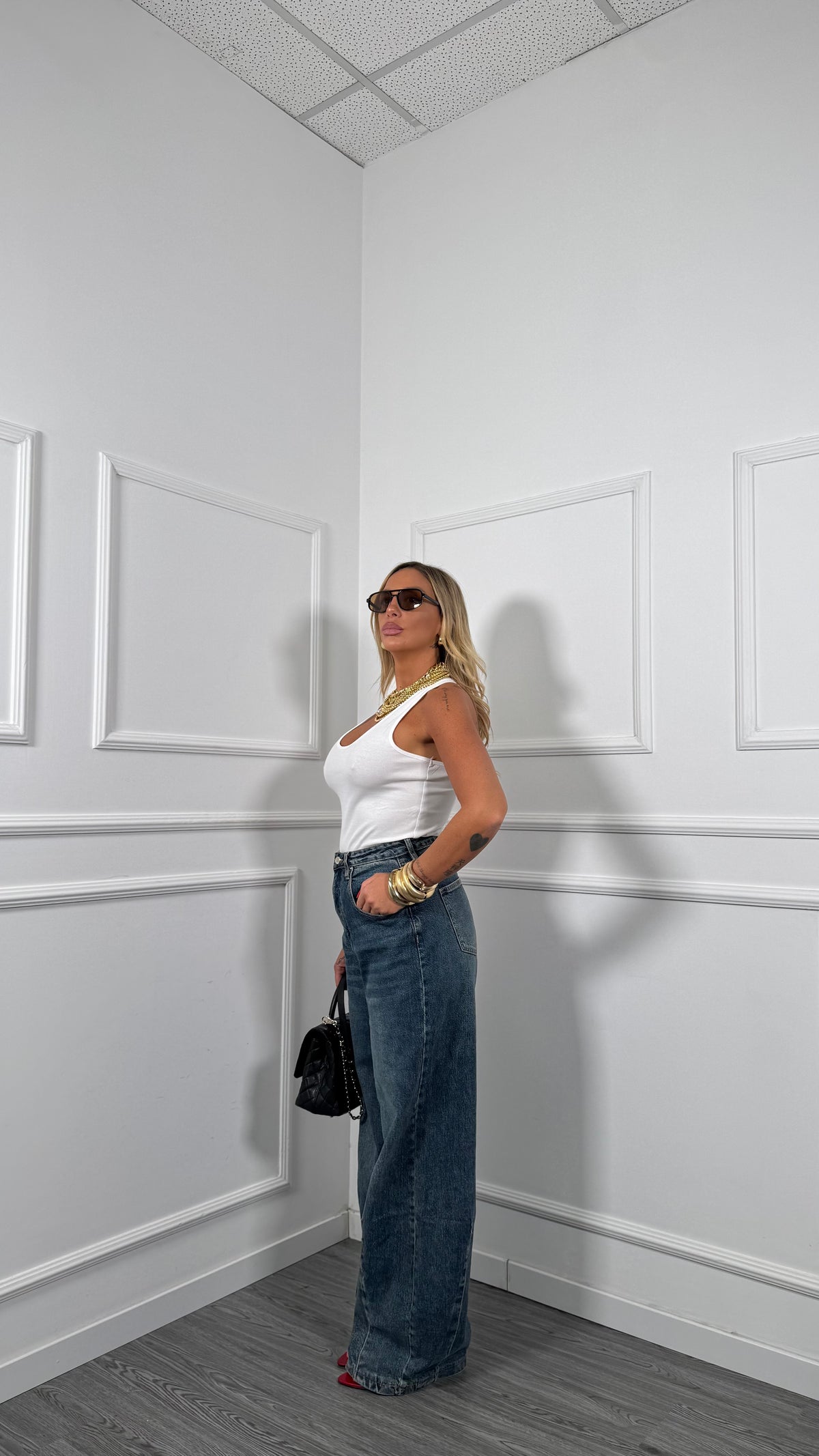 Jeans palazzo lavaggio medio Krissy v1154