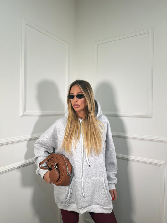 Felpa oversize con cappuccio in pile Freedom grigia