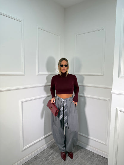 Pantaloni balloon con cravattino Allyson grigio my19589