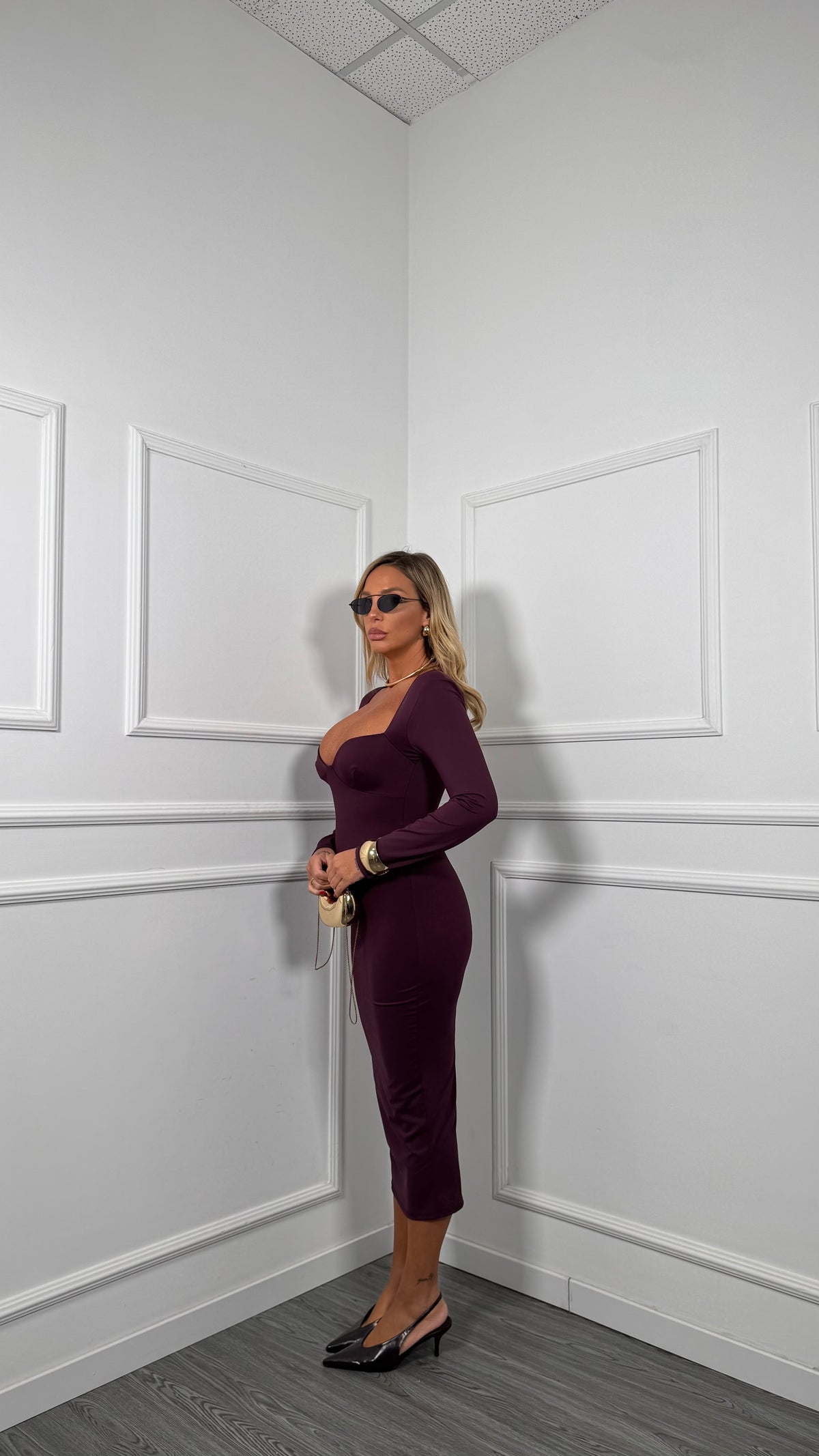Abito midi in lycra Vogue borgogna 50239