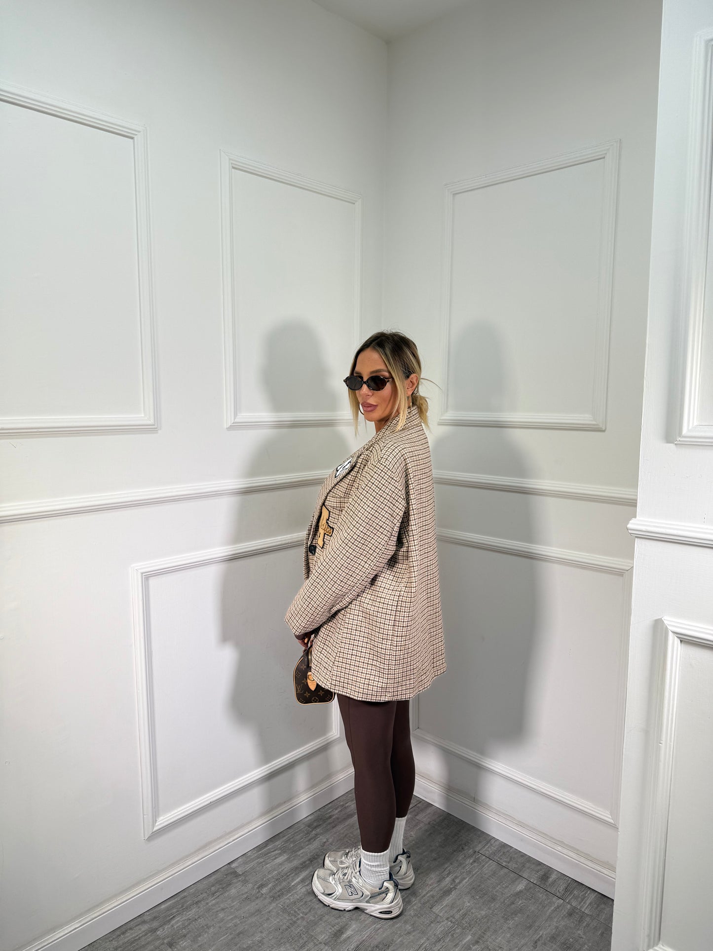 Blazer lana cotta in tweed Patchwork camel 1506087