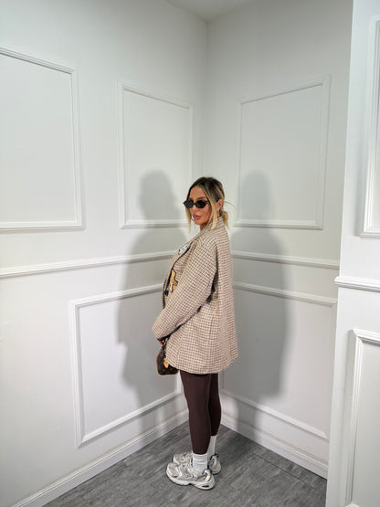 Blazer lana cotta in tweed Patchwork camel 1506087