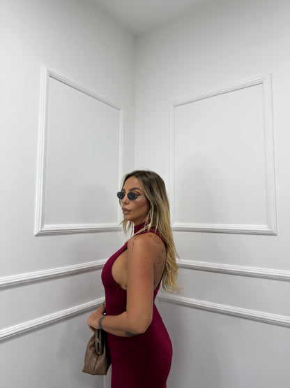 Abito midi Sofy bordeaux 25756