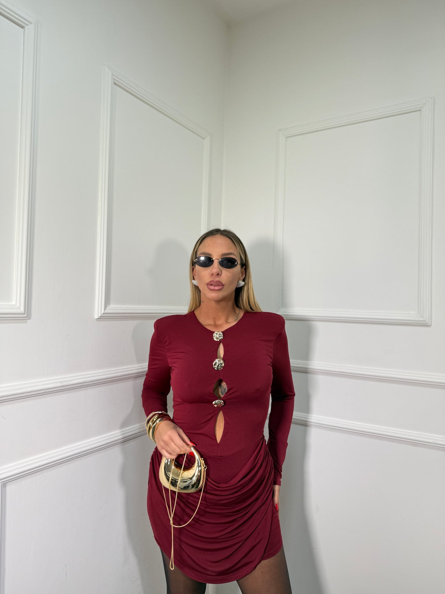 Abito con drappeggi Lolita bordeaux 44835