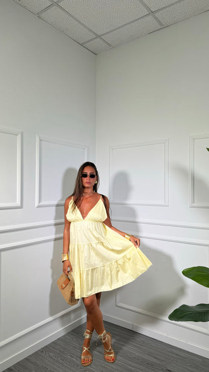 Abito corto in cotone Sunset giallo 31102