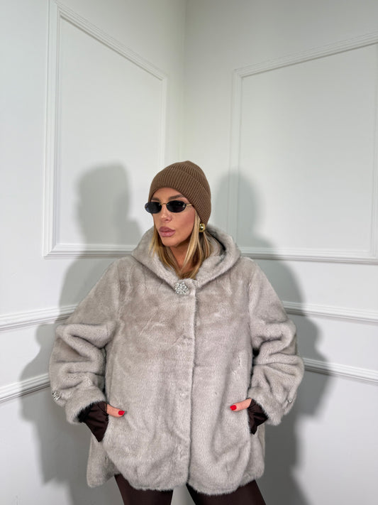 Ecofur con cappuccio Diamond beige 0619