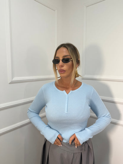 Maglioncino lana rasata a costine con bottoncini vari colori qf8158