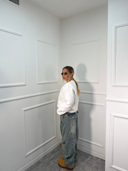 Felpa in pile Santa Monica bianca 36410