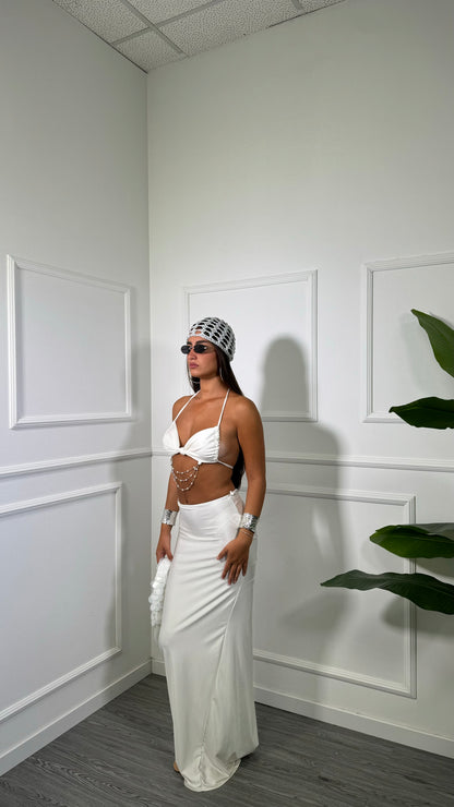 Coordinato in lycra con perline Marmeid bianco 2455