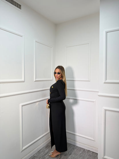 Abito midi con spacco Elisabeth nero 4554