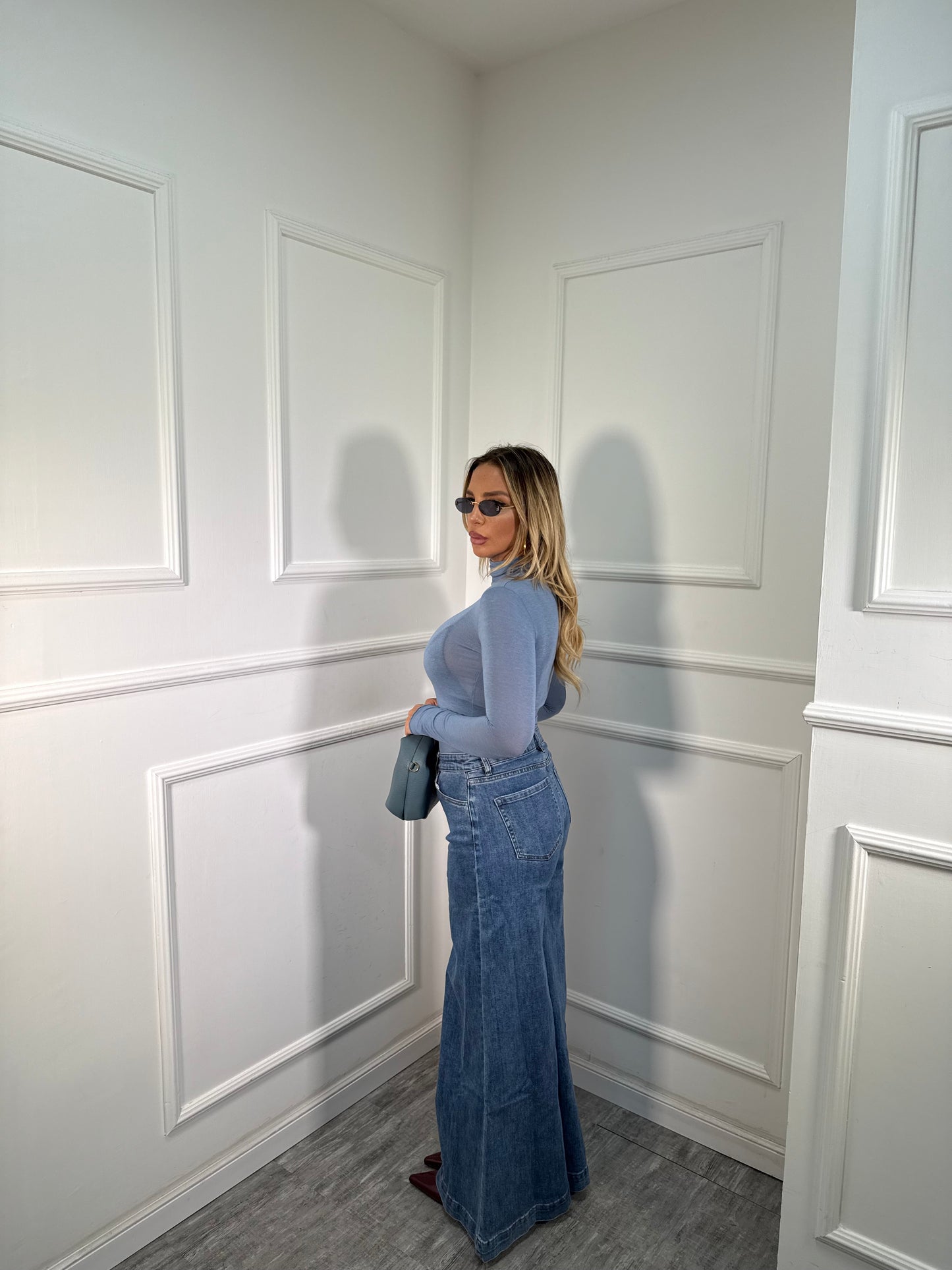 Jeans palazzone Andy lavaggio chiaro Ly156