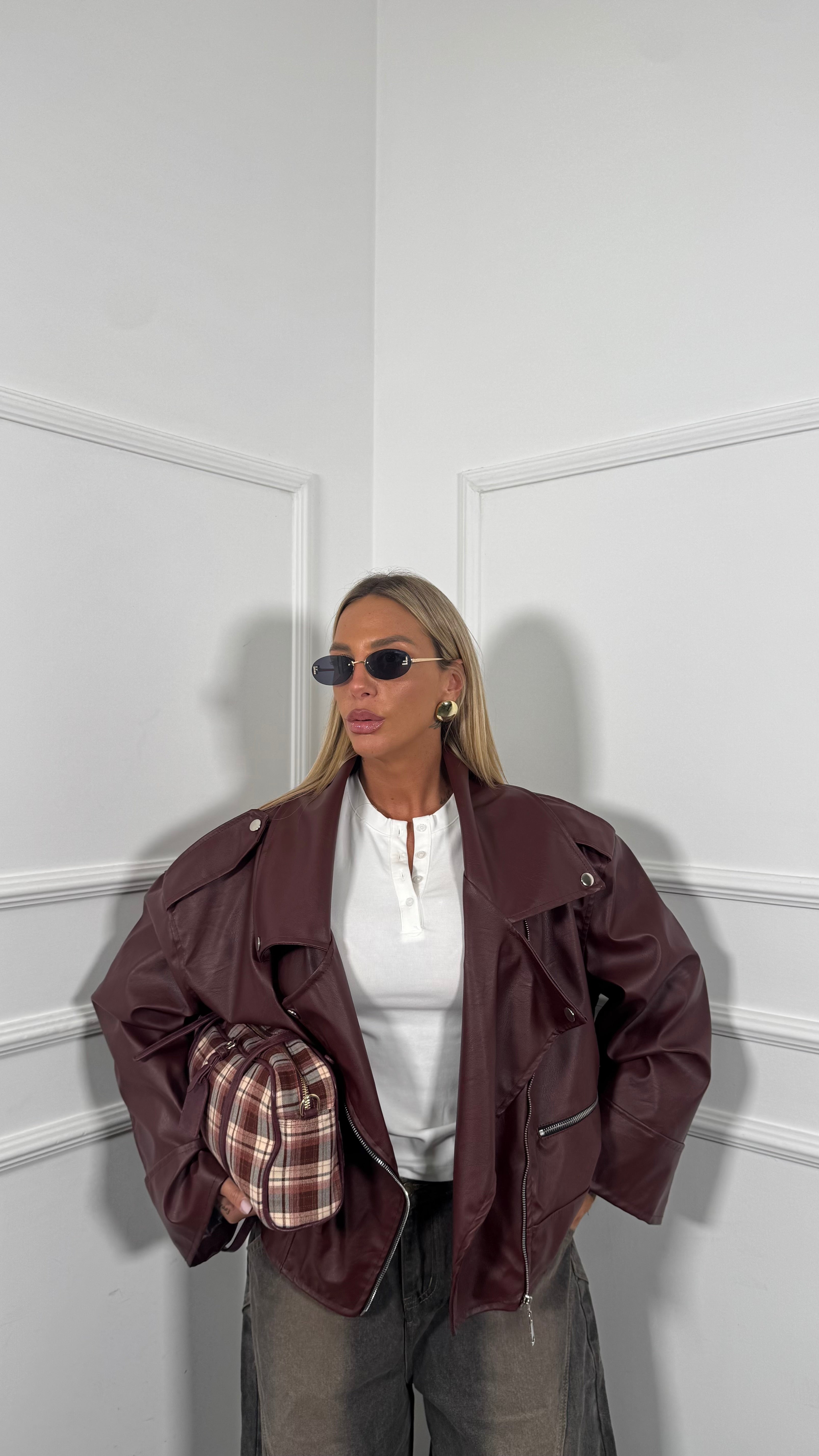 Chiodo oversize manica ampia Beverly hills bordeaux 98491