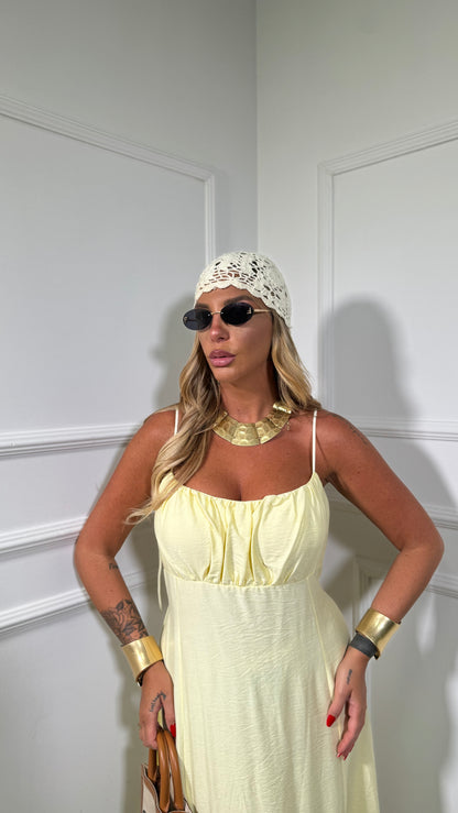 Abito midi misto lino (curvy) Ariel giallo 333