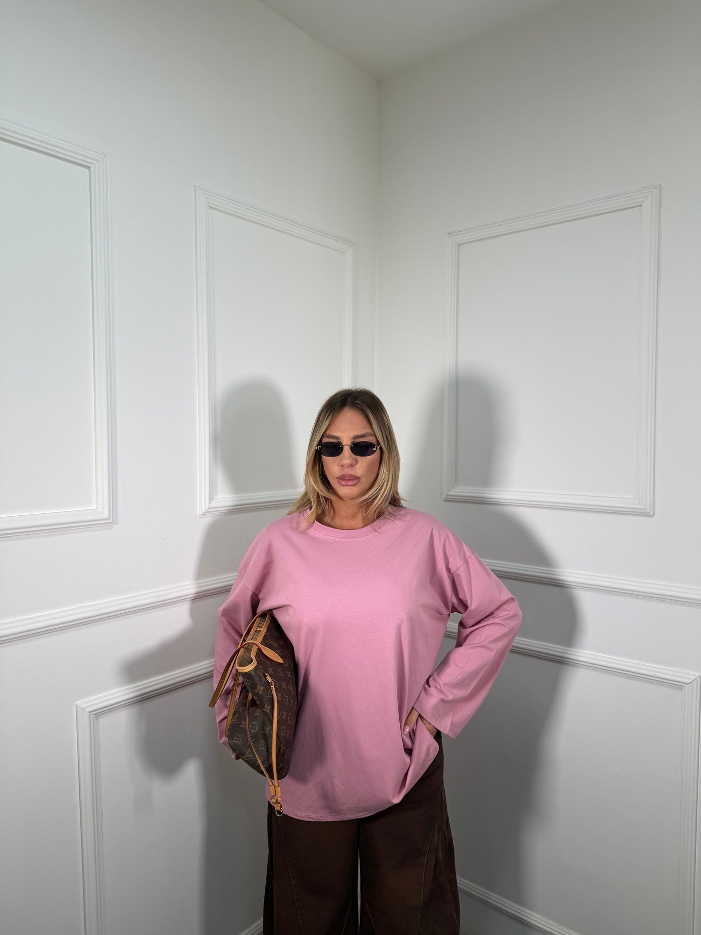 Shirt in cotone manica campana Crissy rosa bubble 22640