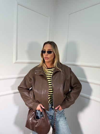 Giacca ecopelle Sidney moca premium quality har005